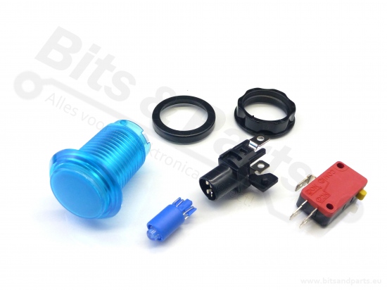 Push button Arcade/Joystick transparent blue with lighting 24.2mm